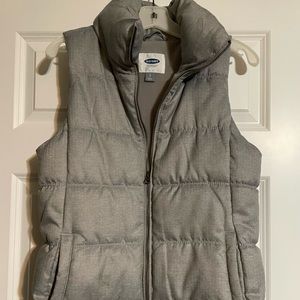 Womens Grey Herringbone Puffer vest, Small
